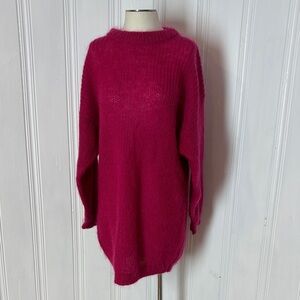 Vintage Fuchsia GRAFFITI Oversized Fuzzy Wool Sweater Dress – G/L